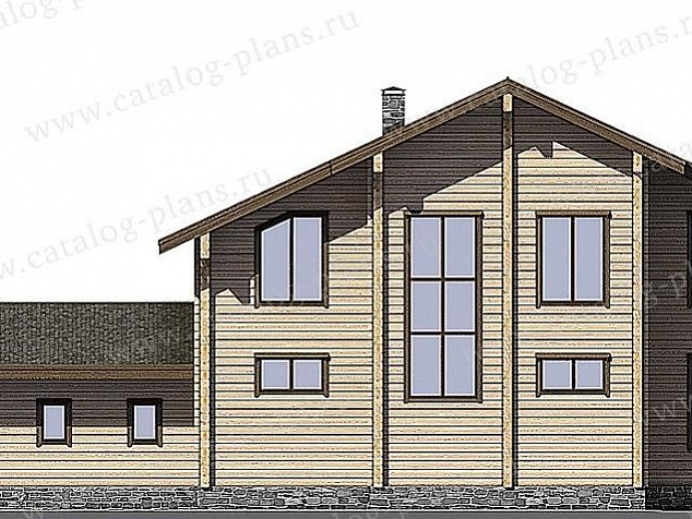 1304 - Двухэтажный дом из клееного бруса с большими спальнями и гаражом