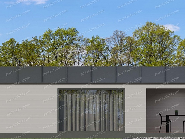 7026 - Небольшой одноэтажный каркасный дом "барнхаус" с панорамными окнами
