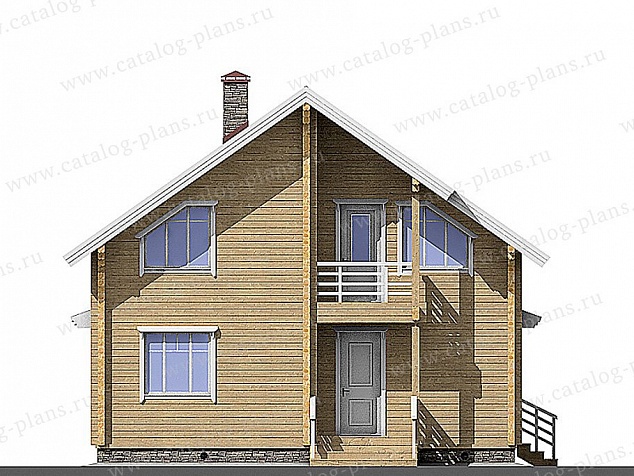 1210 - Небольшой дом из двойного бруса 3WOODD с просторной террасой