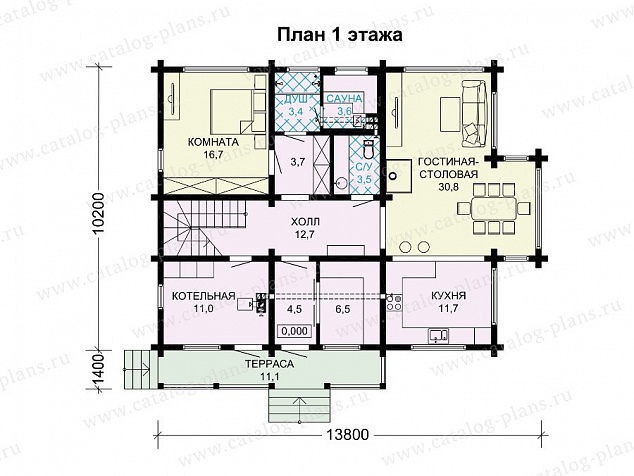 1388 - Двухэтажный дом из клееного бруса с нависающим вторым этажом
