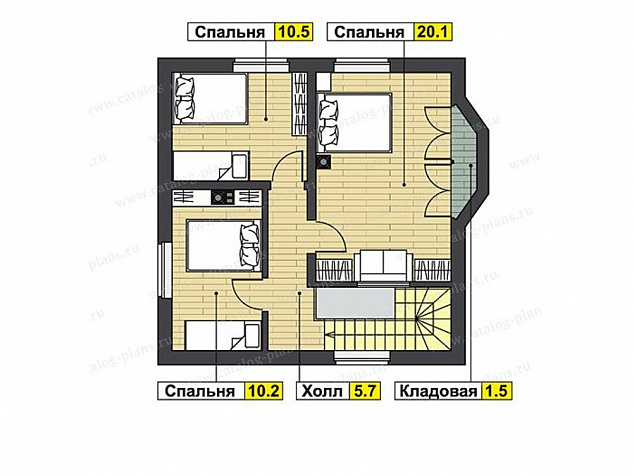 7070 - Каркасный дом с небольшими спальнями