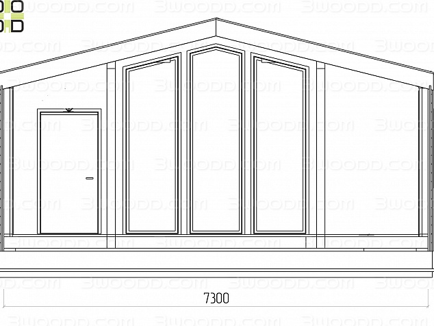 3055 - каркасный одноэтажный барнхаус с двумя спальнями
