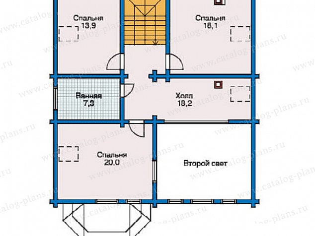 1103 - Большой дом из двойного бруса 3WOODD с просторной гостиной и спальнями