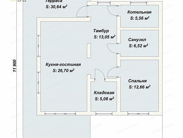 7010 - Небольшой одноэтажный финский каркасный дом с террасой