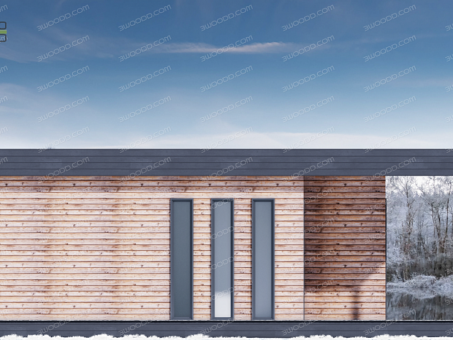 7557 - Одноэтажный каркасный дом с панорамными окнами