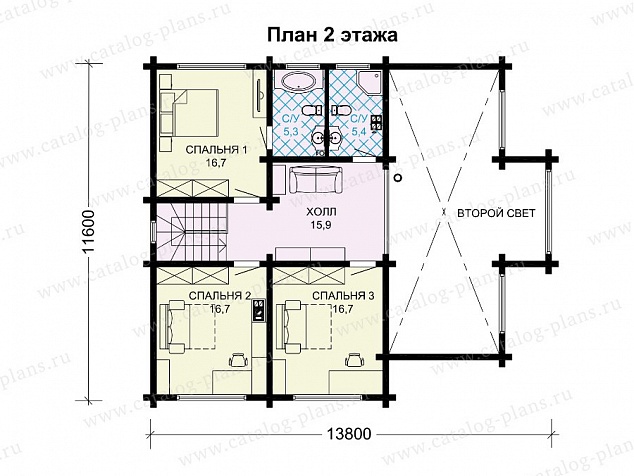 1388 - Двухэтажный дом из клееного бруса с нависающим вторым этажом