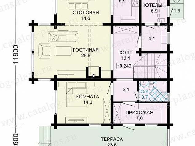 1373-2 - Комфортабельный двухэтажный дом из клееного бруса с пятью спальнями