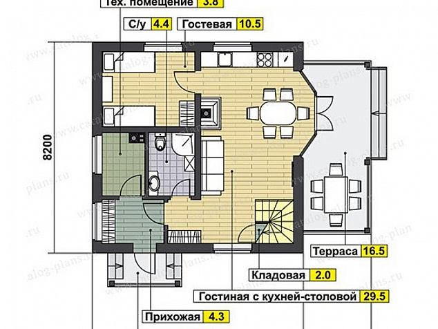 7070 - Каркасный дом с небольшими спальнями