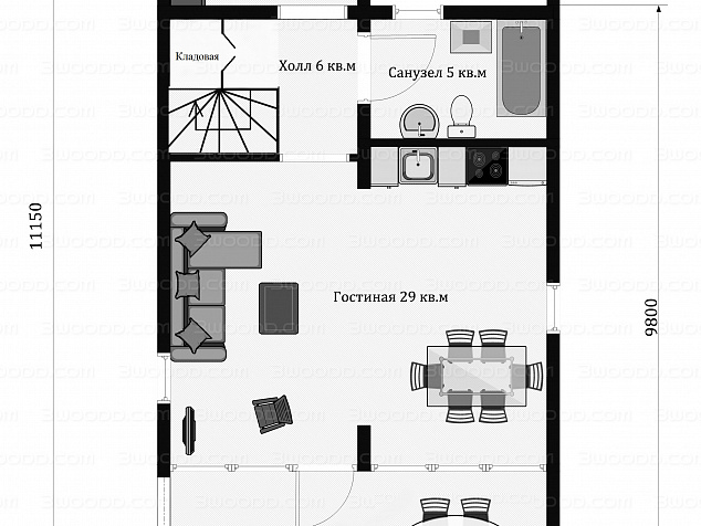 7777 ОПТИМАЛЬНЫЙ - каркасный двухэтажный дом барнхаус