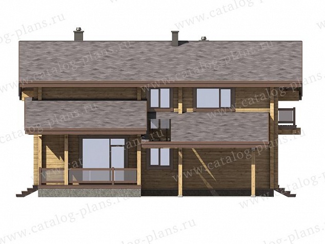 1392 - Двухэтажный дом из клееного бруса с навесом для автомобиля